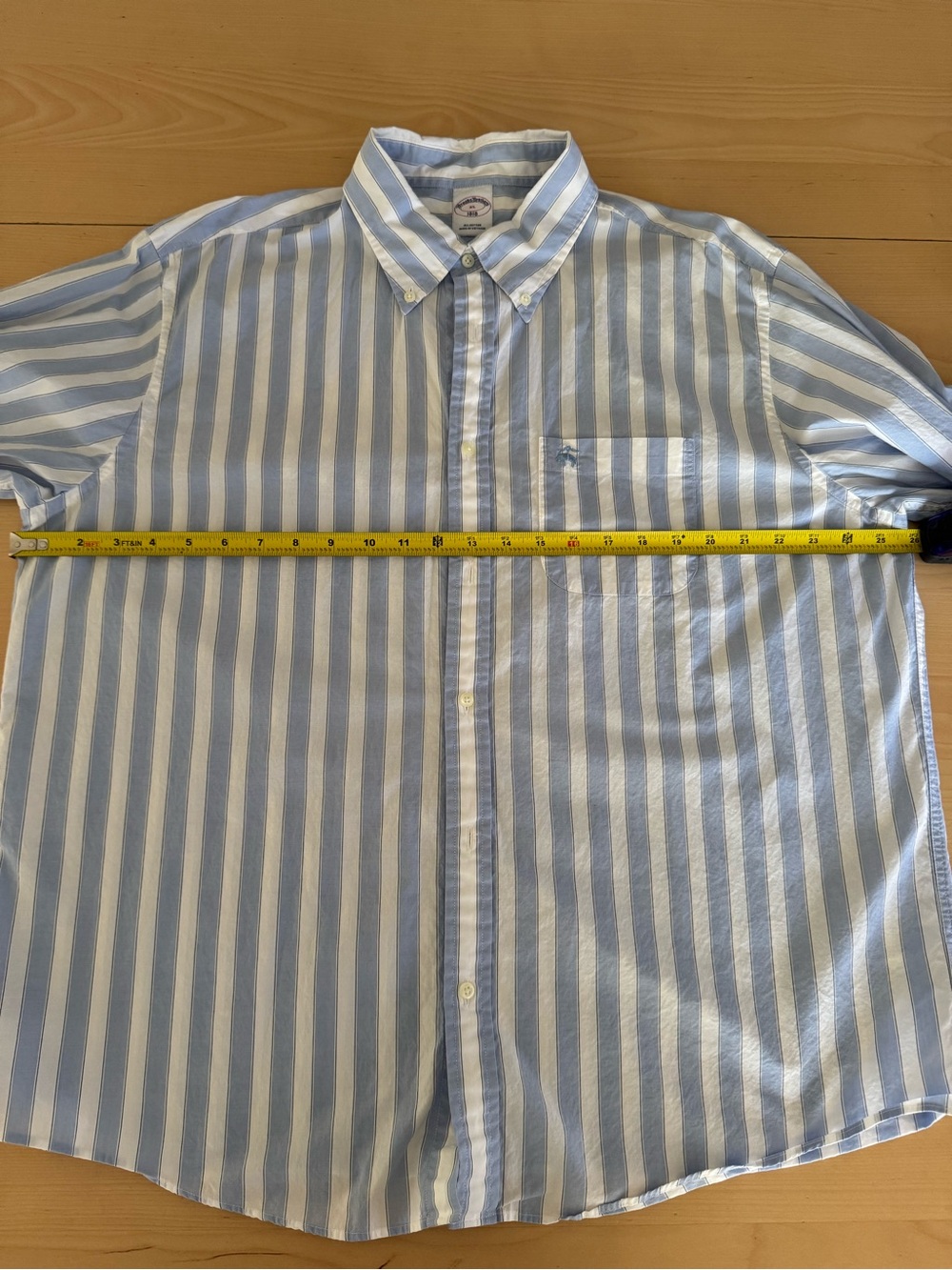 Brooks Brothers Men's Friday Oxford Shirt Button Down. Stripe Blue, XL